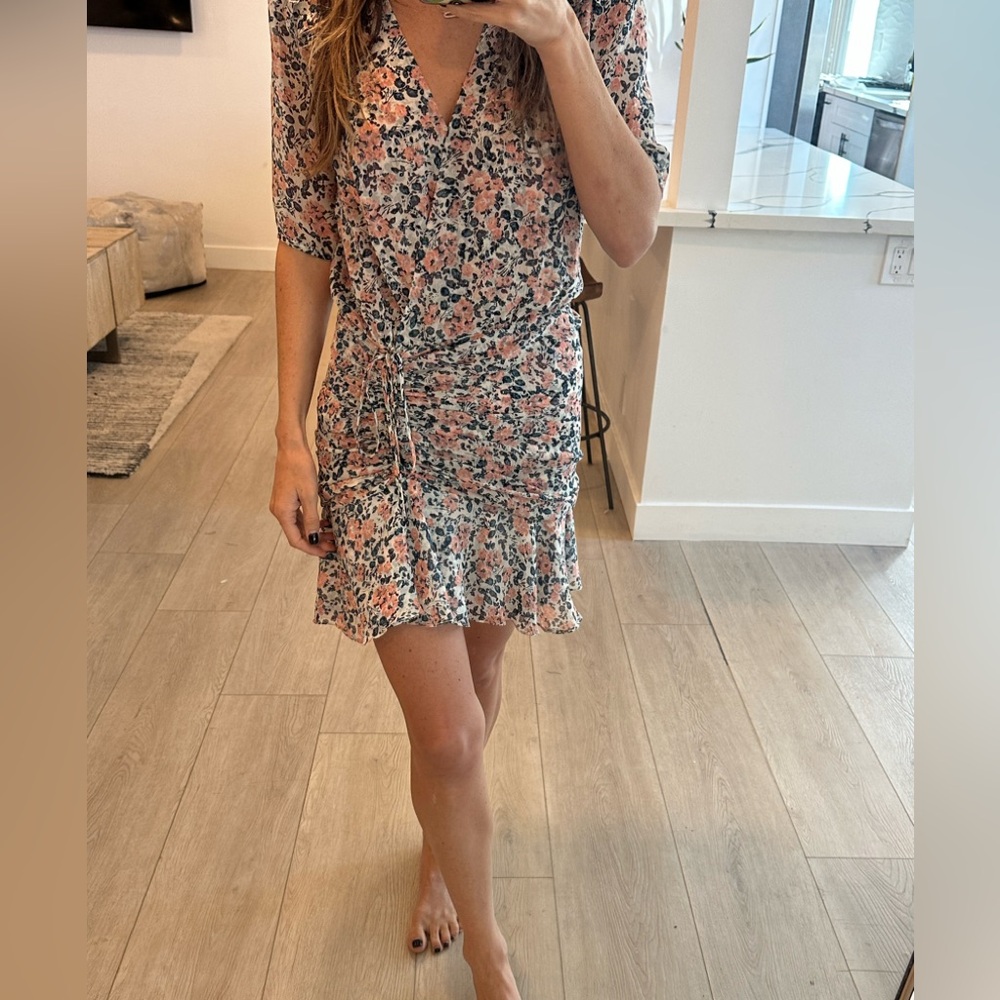 Veronica Beard Pink and Black Floral Mini Dress